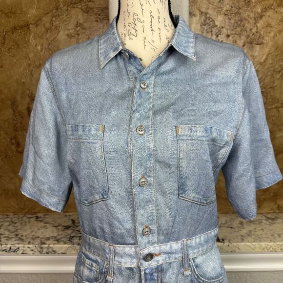 rag & bone Light Blue Denim Mini Dress - Picture 2 of 14